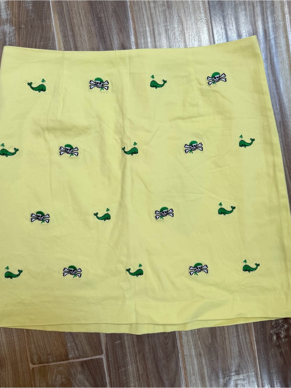 Castaway Yellow Skirt with Embroidered whales and pirates